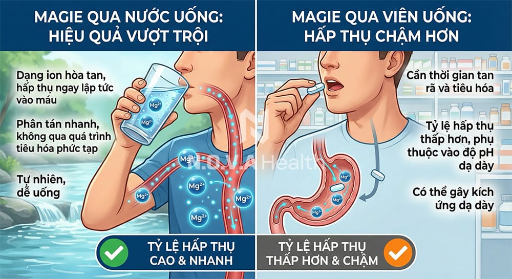 Vì sao bổ sung Magie qua nước hiệu quả hơn viên uống?